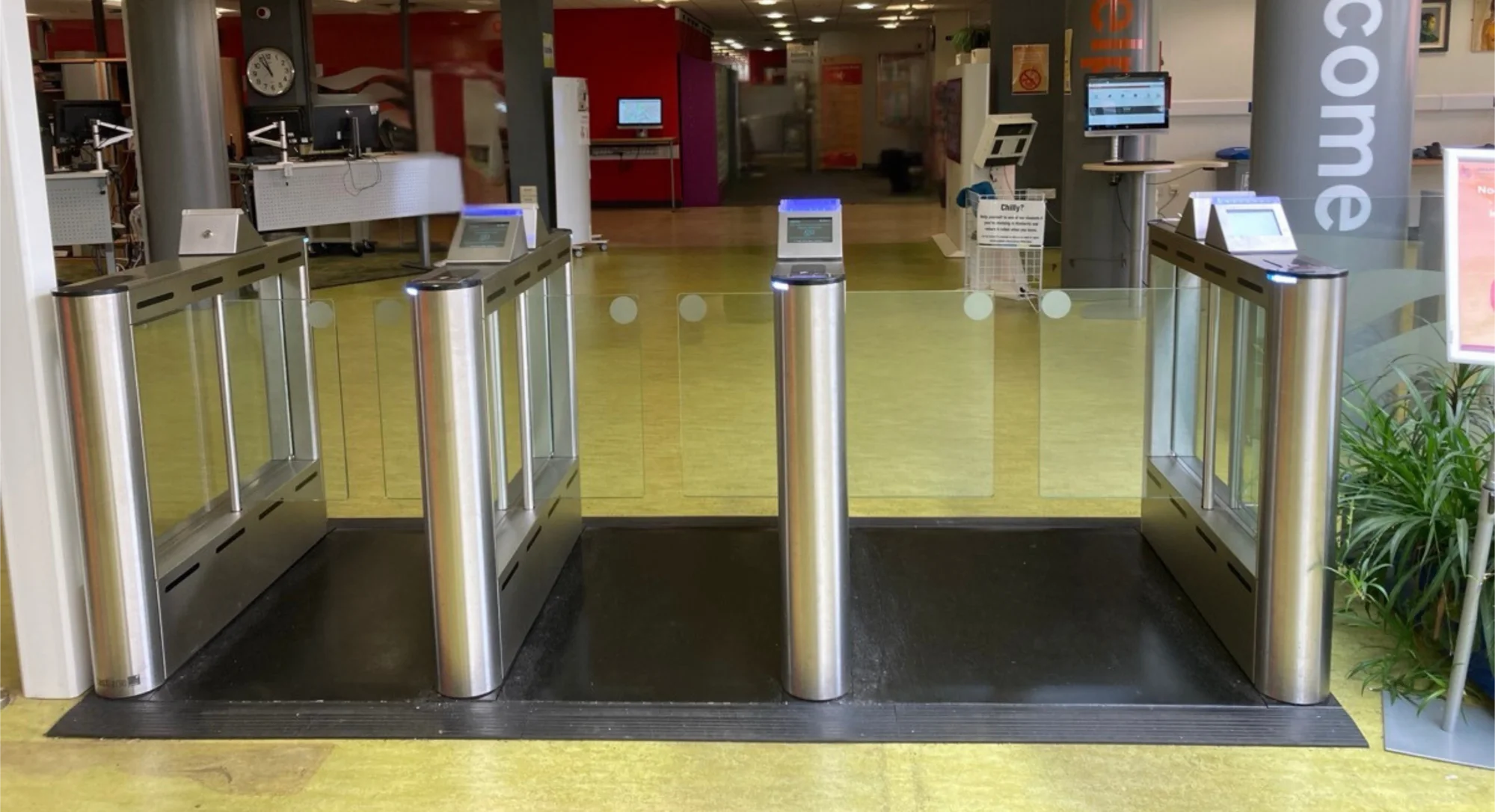 Library access gates at De Montfort University