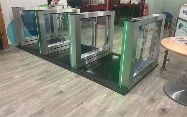 Access control gates at Active Mid Devon Crediton gym.